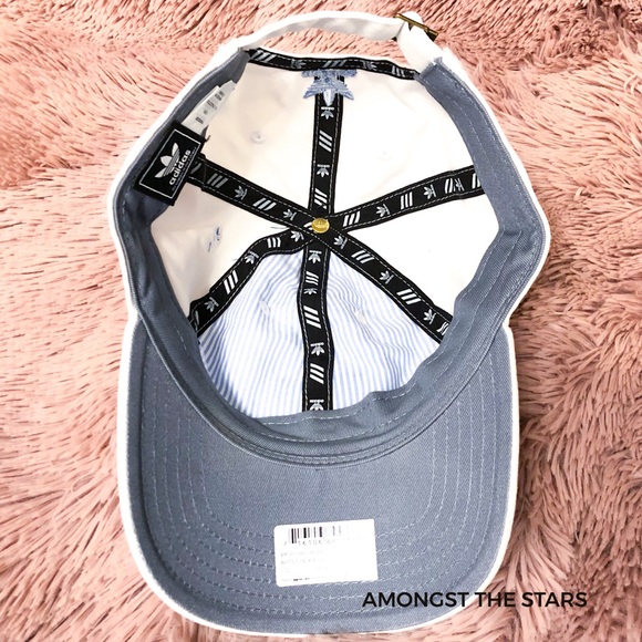adidas Trefoil White & Blue Relaxed Strapback Hat - Picture 5 of 5